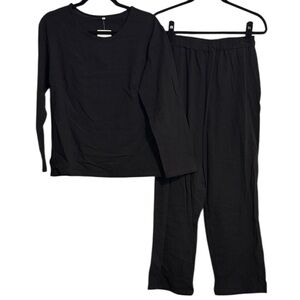La Mode Black Lightweight Top and Pants Set NWT